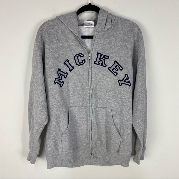 Vintage Disney Mickey Mouse Full Zip Up Jacket Grey Walt Disney World - Picture 1 of 4